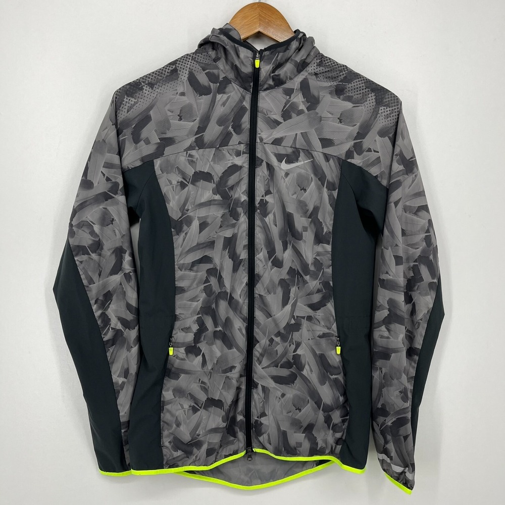 Nike Windbreaker Jacket Women's Size S Gray Running Ful‎ Zip Hooded